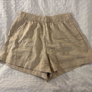 Abercrombie & Fitch High Waist Tan Linen Shorts
